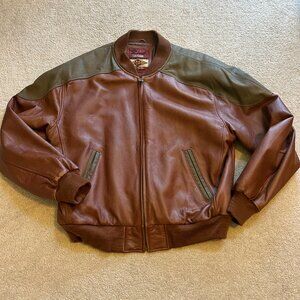 Reed Leather Sportswear Leather Coat Size 42 Brown Tan